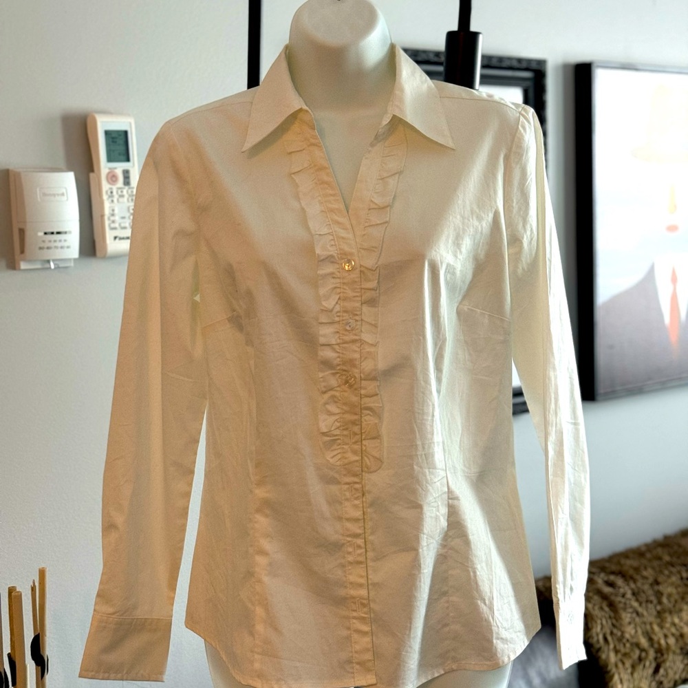 Cleo ruffled collar button down shirt
